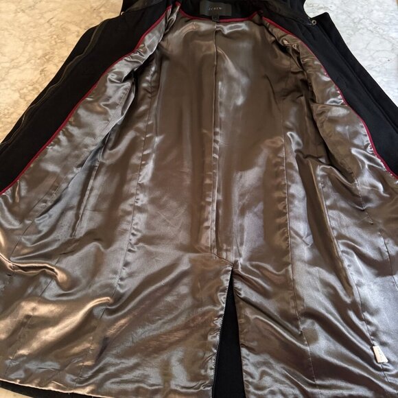 J.Crew Black Hooded Toggle Wool Coat Size 2 Fall Outfit Cozy Whimsigoth Layer - Picture 4 of 13